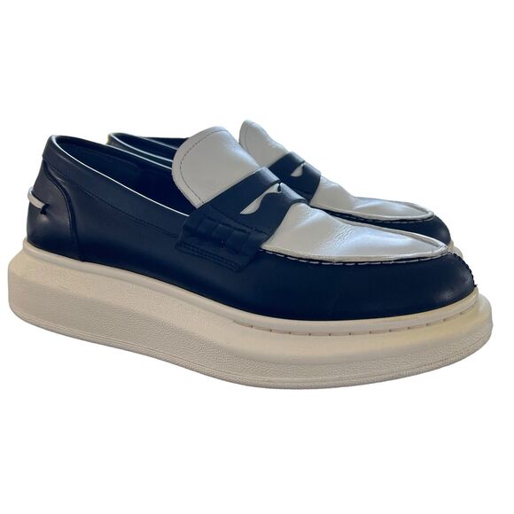 ALEXANDER MCQUEEN Two Tone Leather Loafers Black White Size 39 - Picture 1 of 12